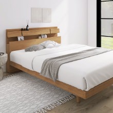 極上の眠り  フランスベッド 照明・棚付きモダンデザイン すのこベッド チェリー (ワイドダブル)
