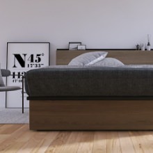 余計なもののない フランスベッド フラットヘッド 跳ね上げ収納ベッド グレー(セミダブル)