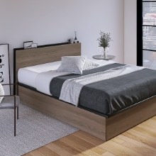 余計なもののない フランスベッド フラットヘッド 跳ね上げ収納ベッド グレー(ワイドダブル)