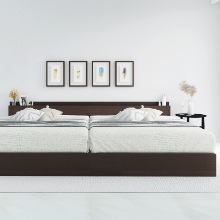 上質なベッド空間 モダンデザイン引出し収納ベッド ダークブラウン (2台セット)