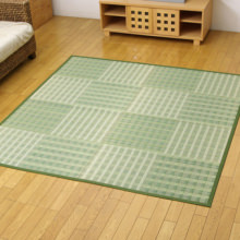 爽やかなグリーンで明るいお部屋に 抗菌防臭 い草花ござカーペット