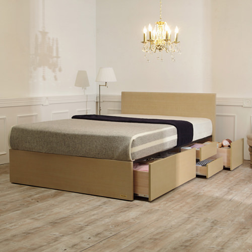 省スペースで収納も可能 フランスベッド製 深型引出し付きベッド (ダブル)