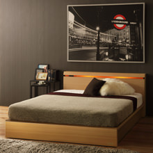 洗練された美 フランスベッド製 照明・棚付きベッド (セミダブル)