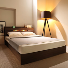 使いやすい多機能 フランスベッド製 照明・棚付きベッド (ダブル)