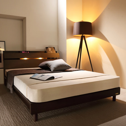 美デザインが際立つ フランスベッド製 照明・棚付 レッグベッド (シングル)