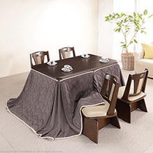 高さ調節 ハイタイプこたつ6点セット (肘なし回転椅子) 135×80cm