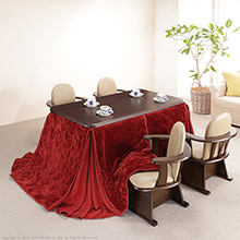 高さ調節 ハイタイプこたつ6点セット (肘付き回転椅子) 135×80cm