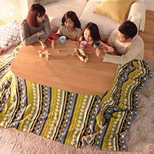丸くてやさしい北欧デザインこたつ+こたつ布団(ニット)2点セット 120×80cm