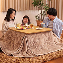 北欧デザインこたつテーブル+こたつ布団(フランネル)2点セット 75×75cm