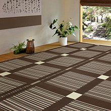 [286×382] 季節問わず使える 洗えるい草風カーペット 本間6帖 ブラウン