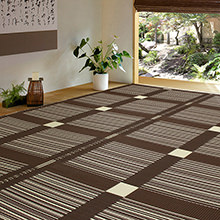[382×382] 季節問わず使える 洗えるい草風カーペット 本間8帖 ブラウン