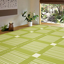 [382×382] 季節問わず使える 洗えるい草風カーペット 本間8帖 グリーン