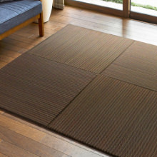 [82×82] アジアンテイストの軽量置き畳 同色9枚セット ブラウン