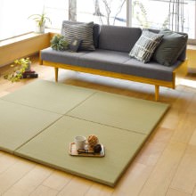 [82×82] 水拭きできる い草風置き畳 綾模様 6枚セット グリーン
