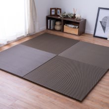 [82×82] 水拭きできる い草風置き畳 綾模様 6枚セット ブラウン
