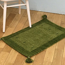 [60×90] ウール100% 一年中快適に過ごせる ギャッベマット グリーン