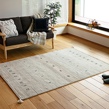 [45×75] ウール100% 一年中快適に過ごせる ギャッベマット 無染色ベージュ