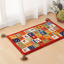 [45×75] 手織りならではの温かみと味のある風合い ギャッベマット グレー