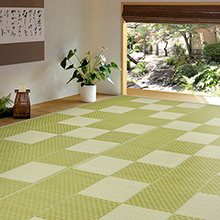 [261×352] ペットがいても安心 洗えるい草風カーペット 江戸間6帖 グリーン