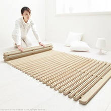 2倍の通気性で快適な寝心地 桐天然木ロール式すのこベッド （シングル）