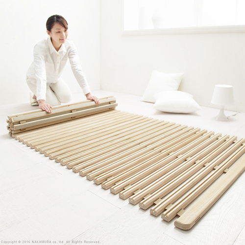 2倍の通気性で快適な寝心地 桐天然木ロール式すのこベッド （シングル）