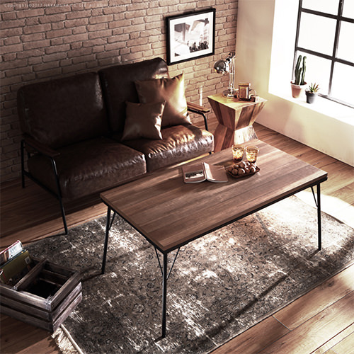 インダストリアルテイスト 古材風アイアンこたつテーブル 120×60cmの