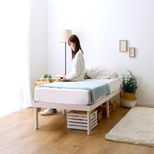 2段階調整脚付き北欧パイン材すのこベッド マットレスセット (ダブル)