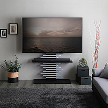 臨場感を演出する美形フォルム デザインテレビスタンド 専用サウンドバー棚板セット