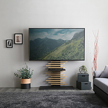 臨場感を演出する美形フォルム デザインテレビスタンド 専用棚板セット