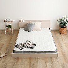 木目が魅力 デザインフロアベッド ボンネルコイルマットレスセット (セミダブル)