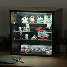 ガラス扉でお洒落に飾れる コレクションキューブラック 深型タイプ+LEDセット