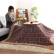 床とソファで併用できる 天然木アルダー材こたつ布団2点セット