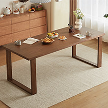 丈夫な造り 北米産オーク無垢材ダイニングテーブル 幅1.6m (ウォールナット)