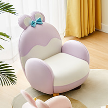子供部屋にぴったり ラバーウッドフレーム子供用ソファ (パープル)