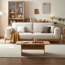 ナチュラルで心地よい肌触り 北米産オーク×コットンリネン素材ソファ