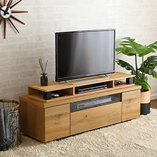 風合い豊か 天然木チーク材北欧アンティーク風リビング収納 テレビ