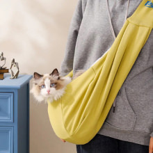 ペット用 ポータブルショルダーバッグ イエロー 小犬 子猫