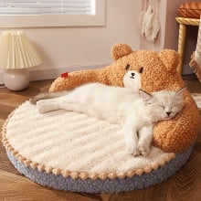 ふわふわの夢空間 猫用のスリーピングクッションベッド 取り外し可能マット
