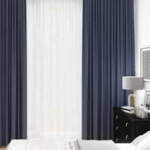 [幅150cm]洗練されたお部屋に ポリエステル織物遮光カーテン ネイビー
