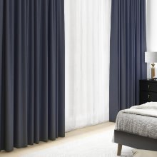 [幅200cm]洗練されたお部屋に ポリエステル織物遮光カーテン ネイビー