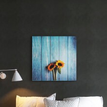 2輪のひまわりがお部屋に彩りを与える 花のアートパネル