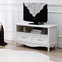 天然木使用で上品さが際立つ ホワイトアンティークシリーズ テレビ台 幅80cm