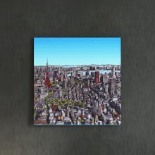 [30×30]お部屋を開放的に 東京の町並みをスケッチしたファブリックパネル