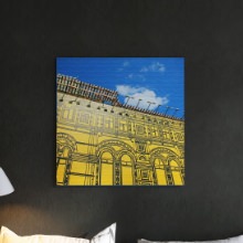 イラストと写真が組み合わさった斬新さ 秦義之のファブリックパネル