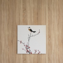 シンプルなデザインでお部屋をお洒落にしてくれる 梅の花とうぐいすのファブリックボード