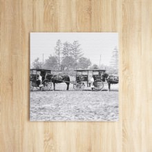 モノクロで落ち着きのある雰囲気を演出する 馬車森の写真を使ったインテリアパネル