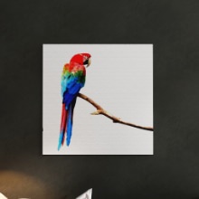 鮮やかな色彩を楽しめる 壁掛けインテリアにファブリックパネル/インコ