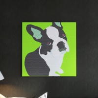 黄緑色系で明るく元気な印象に 犬モチーフ/フレンチブルドッグのインテリアパネル