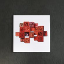 [30×30]木の風合い リビングにぴったり/タイポグラフのファブリックパネル