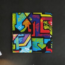 個性的なアート作品 グラフィティのファブリックパネル